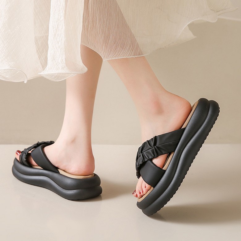 여성 빈티지 발편한 여성뮬슬리퍼형샌들