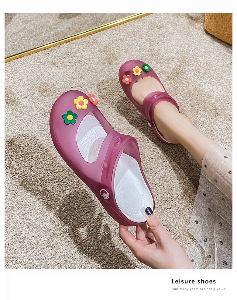 여성 발편한 플라워 여성뮬슬리퍼형샌들