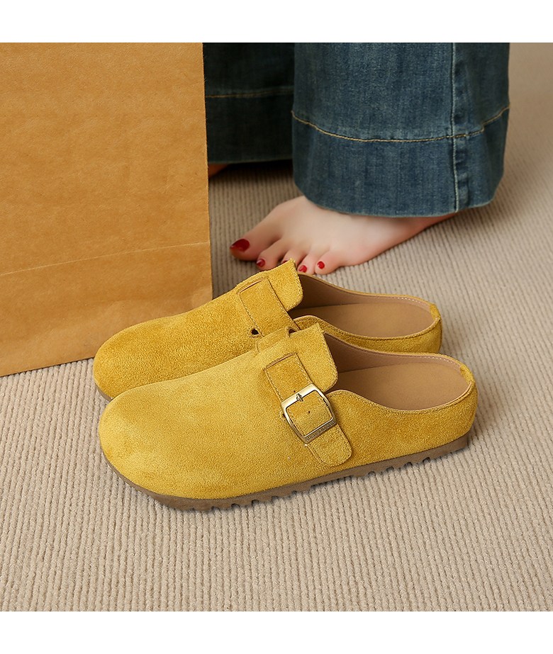 여성 발편한 플랫 여성뮬슬리퍼형샌들