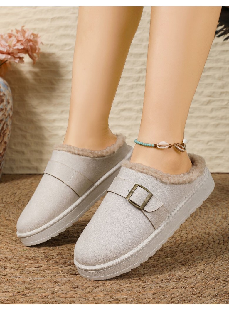 여성 빈티지 털 여성뮬슬리퍼형샌들
