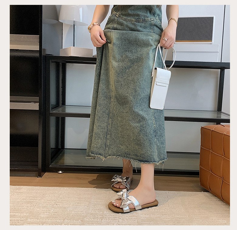 여성 귀여운 리본 여성뮬슬리퍼형샌들