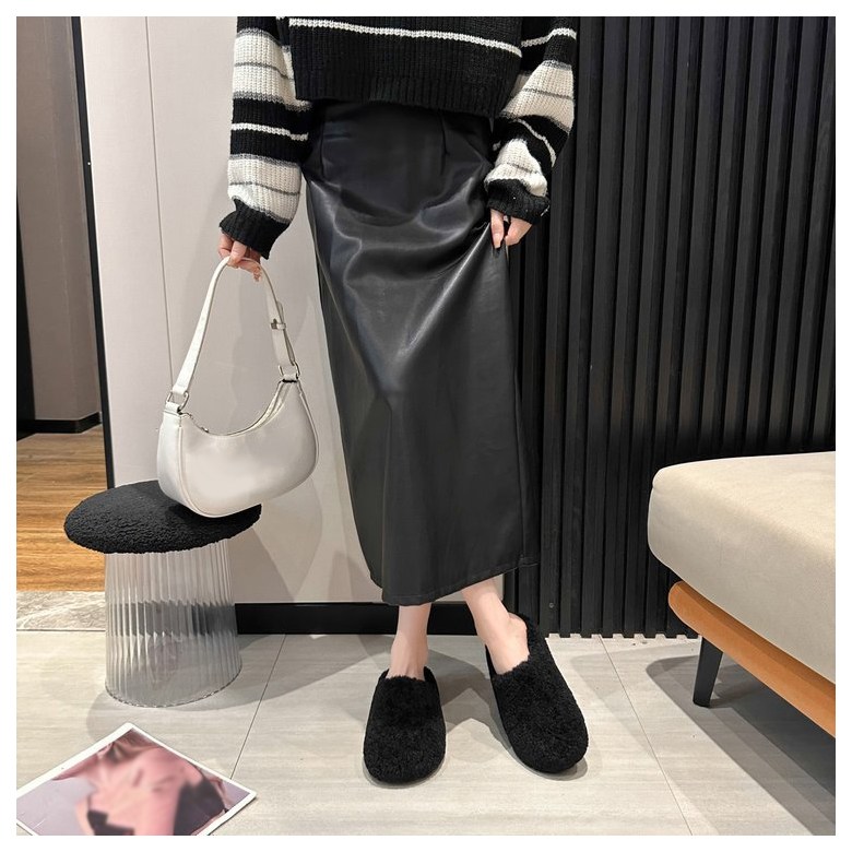 여성 발편한 털 여성뮬슬리퍼형샌들