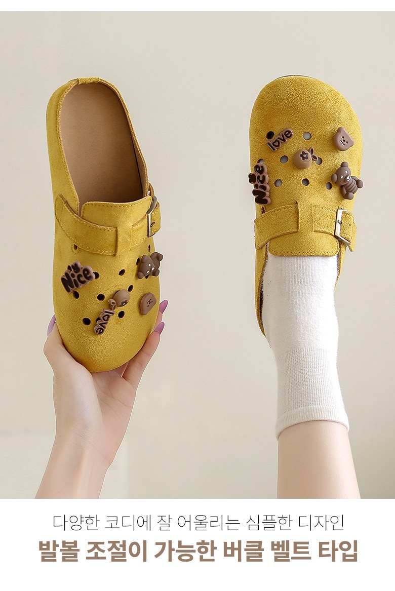 여성 귀여운 파츠 여성뮬슬리퍼형샌들