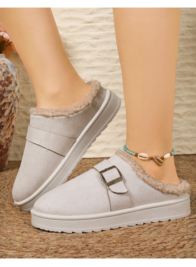 여성 빈티지 털 여성뮬슬리퍼형샌들