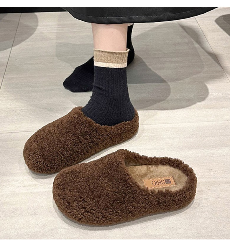 여성 발편한 털 여성뮬슬리퍼형샌들
