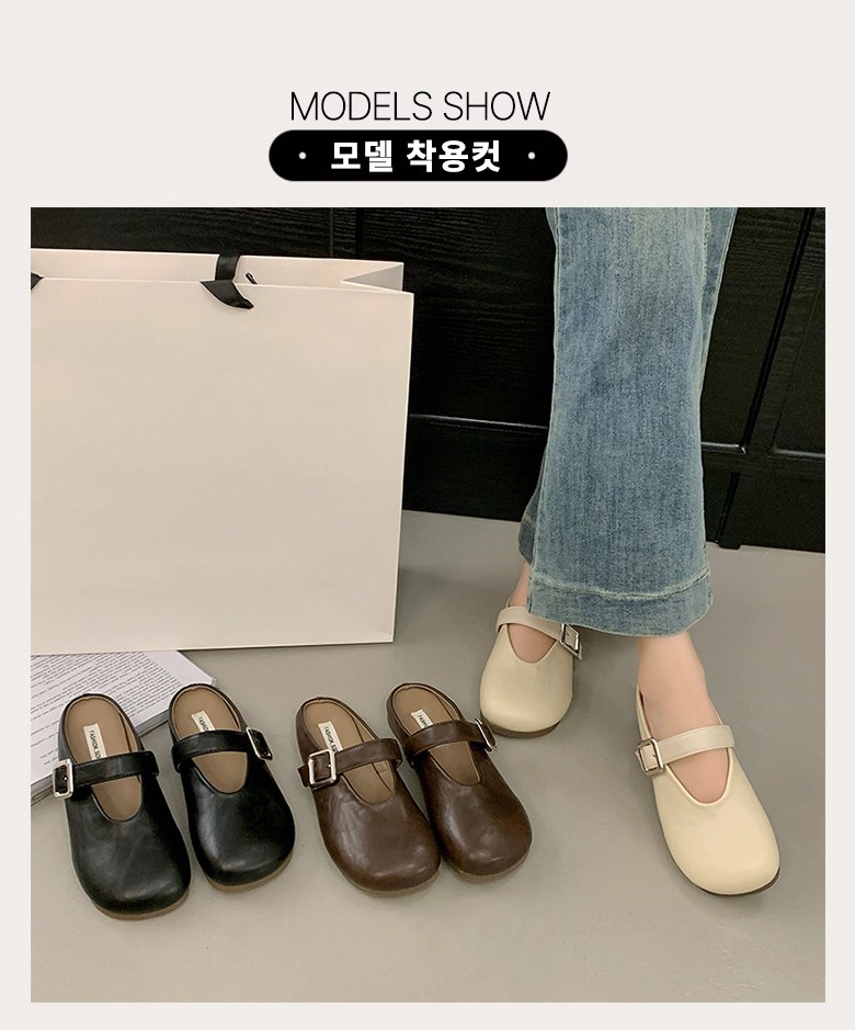 여성 버클 뮬 여성뮬슬리퍼형샌들