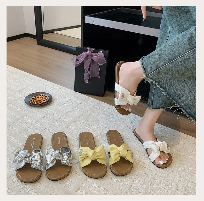 여성 귀여운 리본 여성뮬슬리퍼형샌들