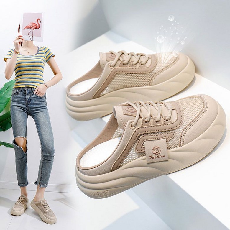 여성 볼넓은 통굽 여성뮬슬리퍼형샌들