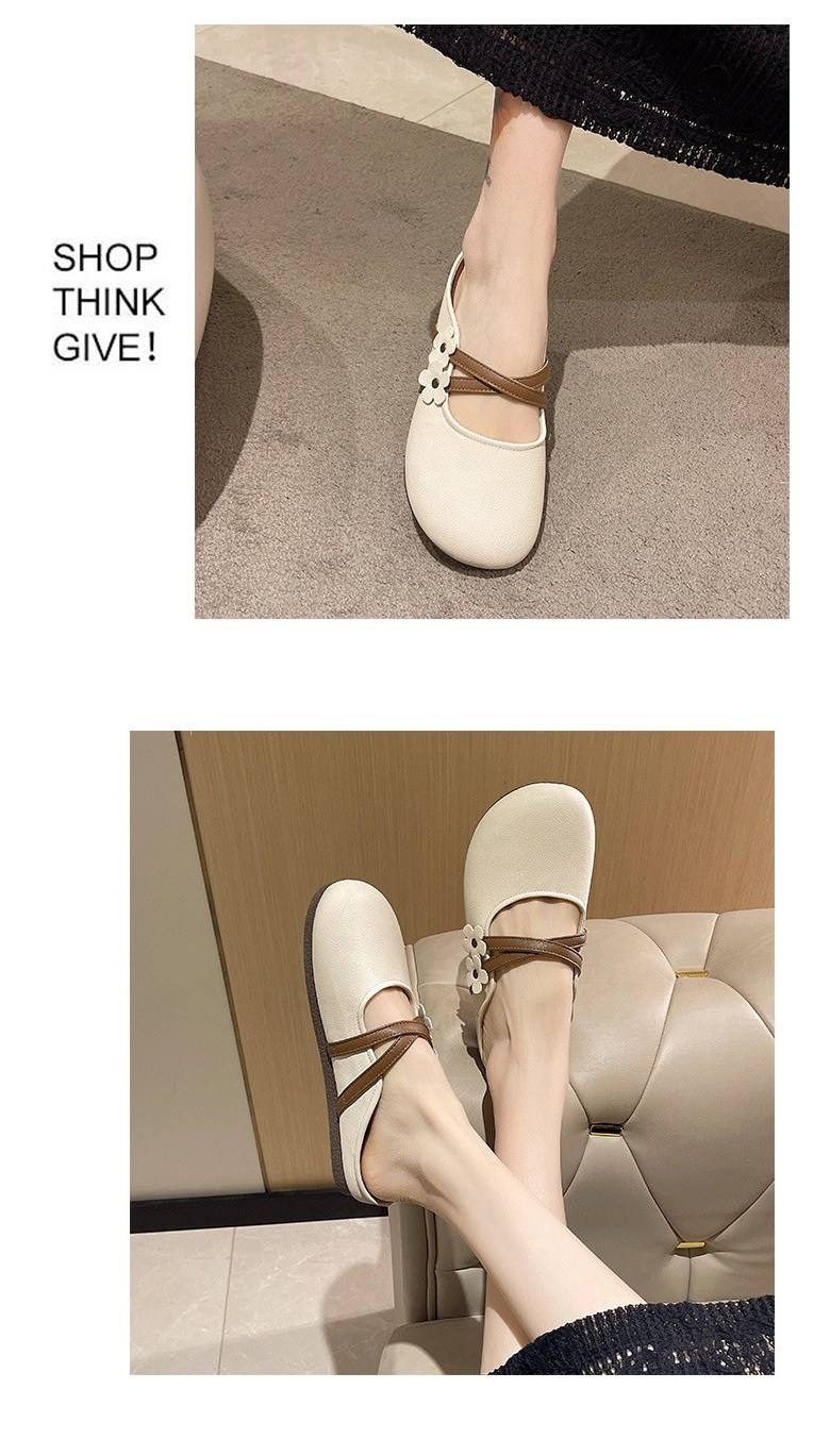 여성 발편한 플라워 여성뮬슬리퍼형샌들