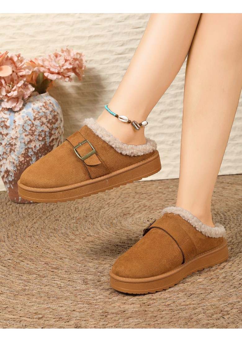 여성 빈티지 털 여성뮬슬리퍼형샌들