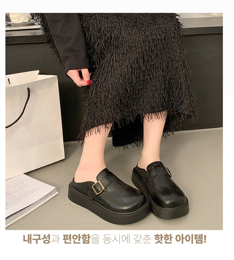 여성 발편한 통굽 여성뮬슬리퍼형샌들