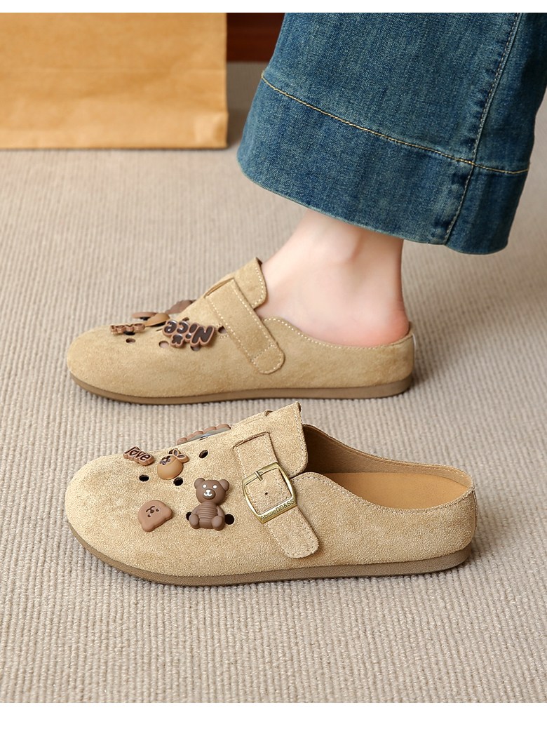 여성 귀여운 파츠 여성뮬슬리퍼형샌들