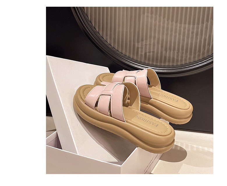 여성 발편한 통굽 여성뮬슬리퍼형샌들