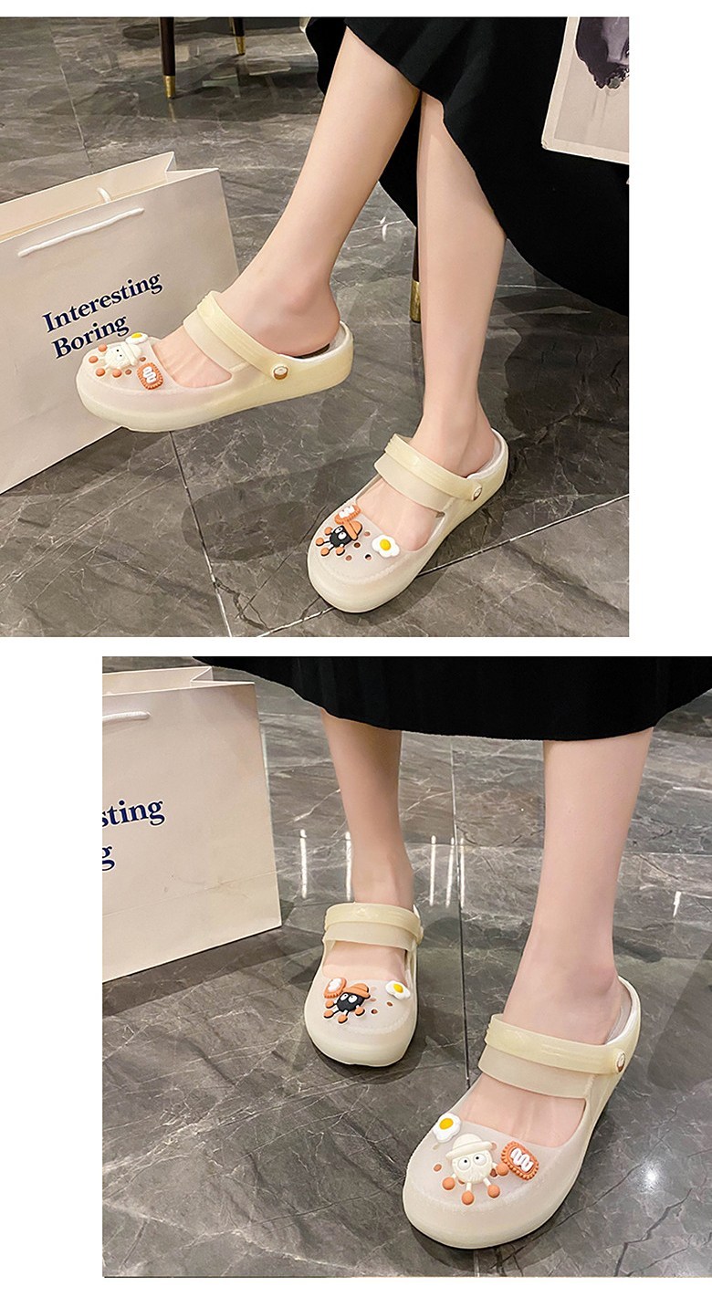여성 발편한 캐릭터 여성뮬슬리퍼형샌들