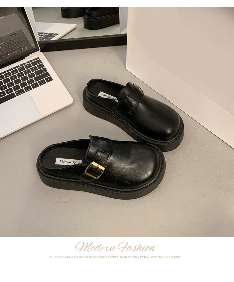 여성 발편한 통굽 여성뮬슬리퍼형샌들