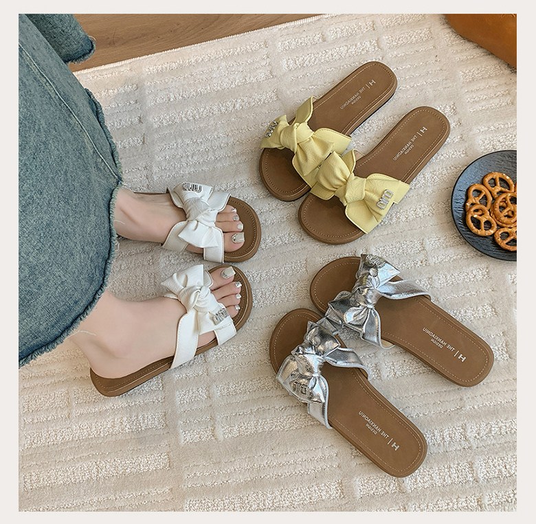 여성 귀여운 리본 여성뮬슬리퍼형샌들