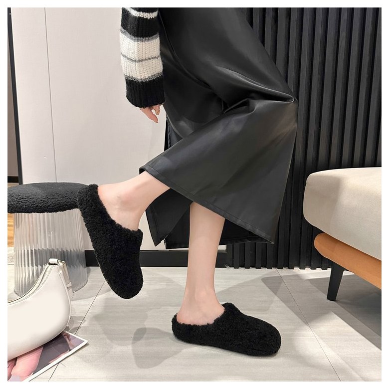 여성 발편한 털 여성뮬슬리퍼형샌들