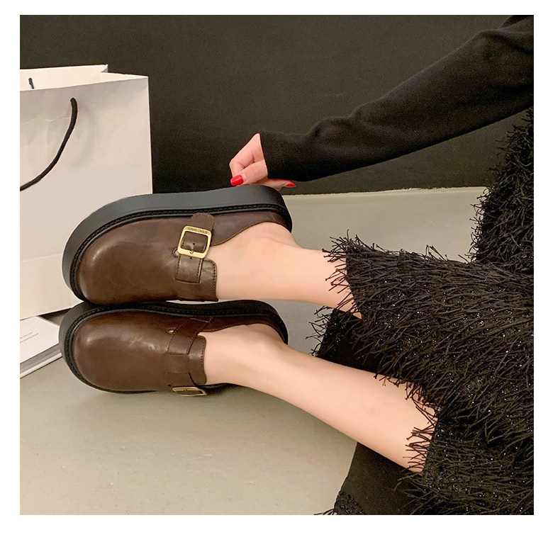 여성 발편한 통굽 여성뮬슬리퍼형샌들