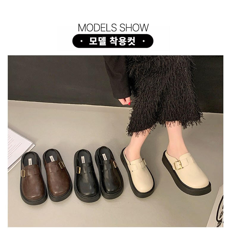 여성 발편한 통굽 여성뮬슬리퍼형샌들