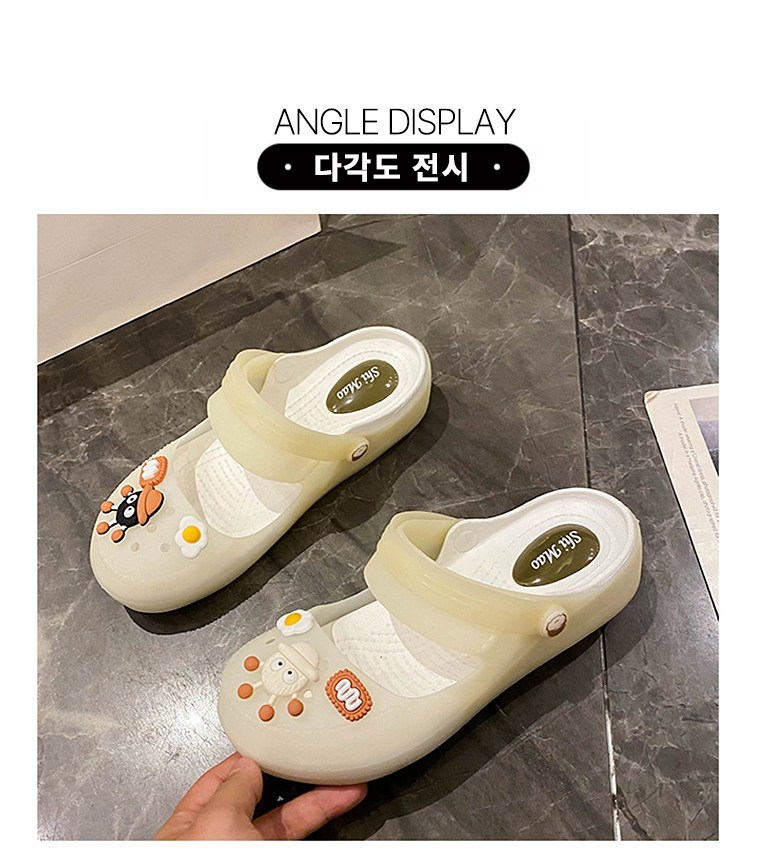 여성 발편한 캐릭터 여성뮬슬리퍼형샌들