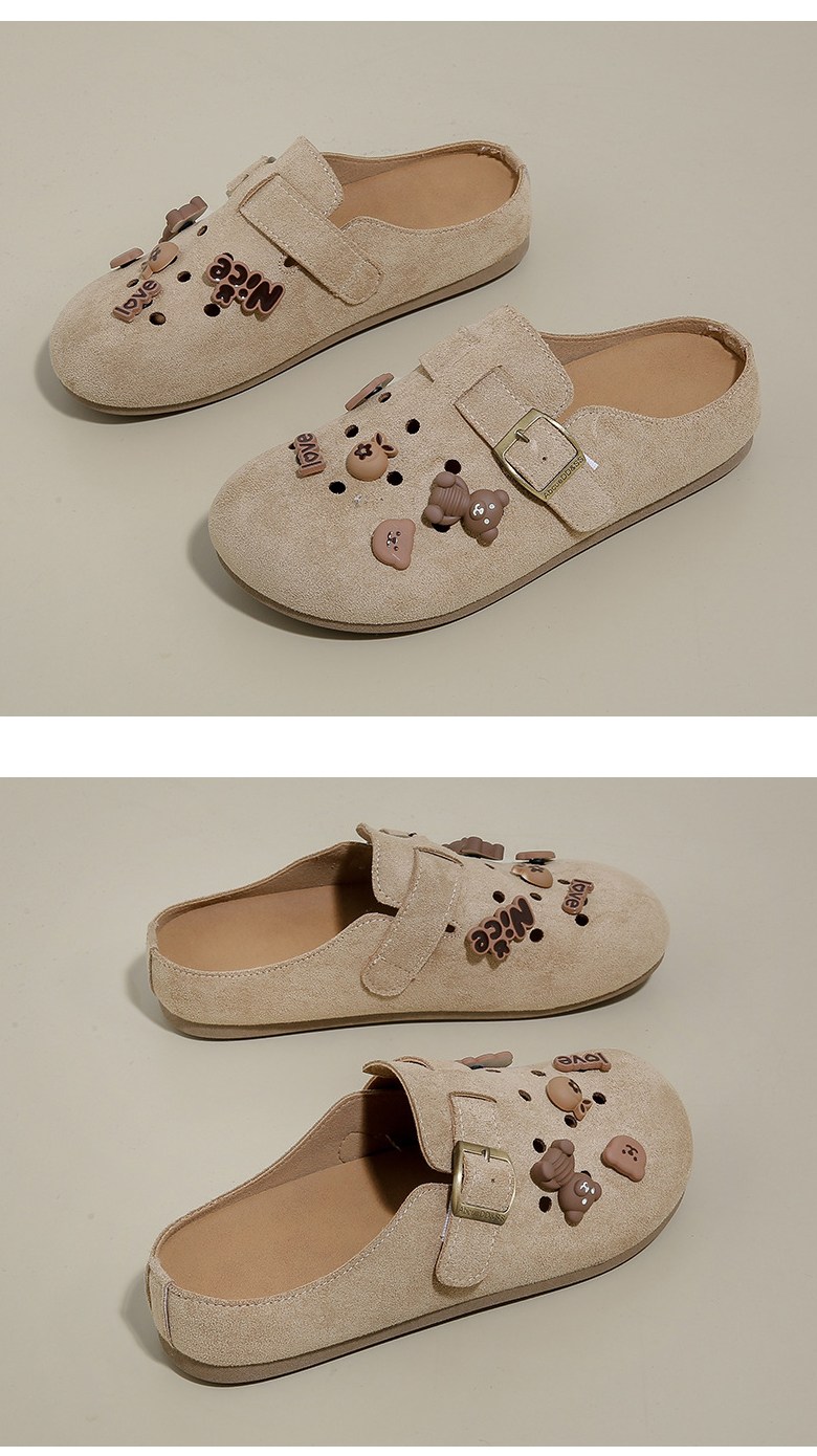 여성 귀여운 파츠 여성뮬슬리퍼형샌들