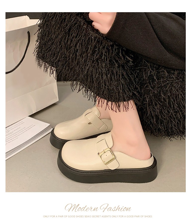 여성 발편한 통굽 여성뮬슬리퍼형샌들