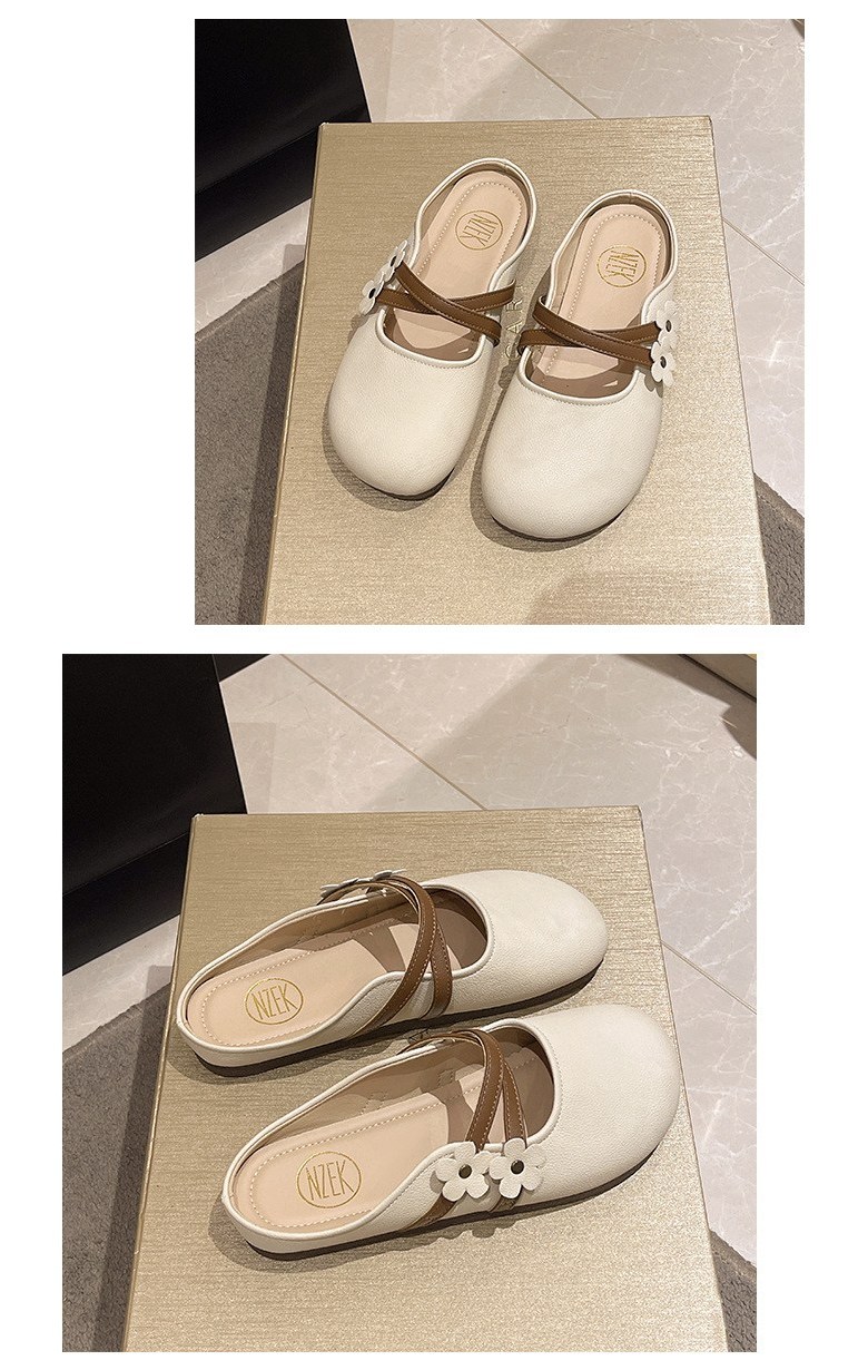 여성 발편한 플라워 여성뮬슬리퍼형샌들