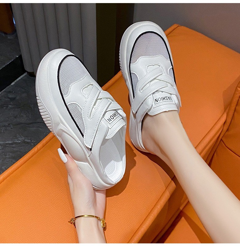 여성 볼넓은 메쉬 여성뮬슬리퍼형샌들