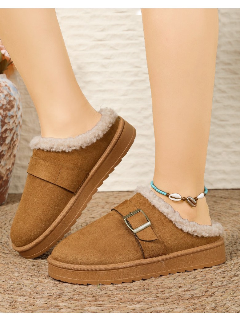 여성 빈티지 털 여성뮬슬리퍼형샌들