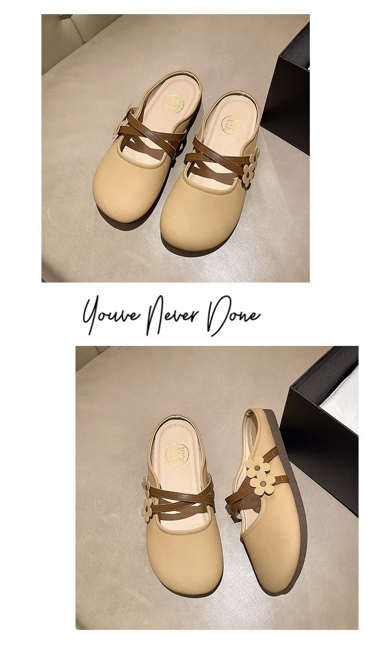 여성 발편한 플라워 여성뮬슬리퍼형샌들