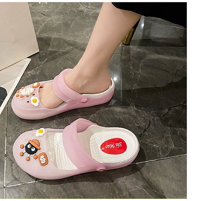 여성 발편한 캐릭터 여성뮬슬리퍼형샌들