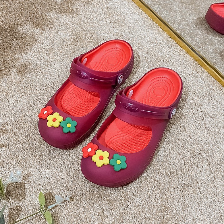 여성 발편한 플라워 여성뮬슬리퍼형샌들