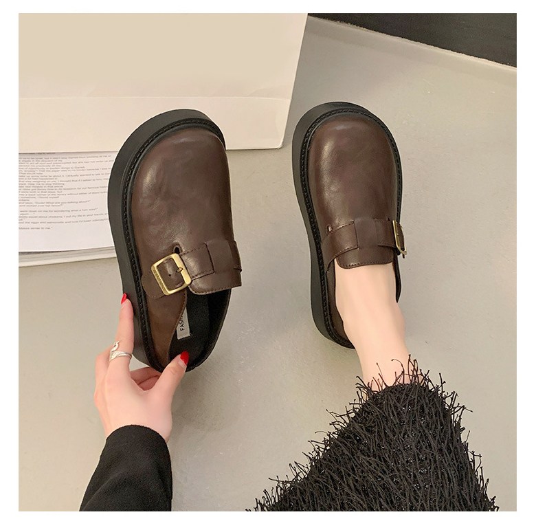 여성 발편한 통굽 여성뮬슬리퍼형샌들