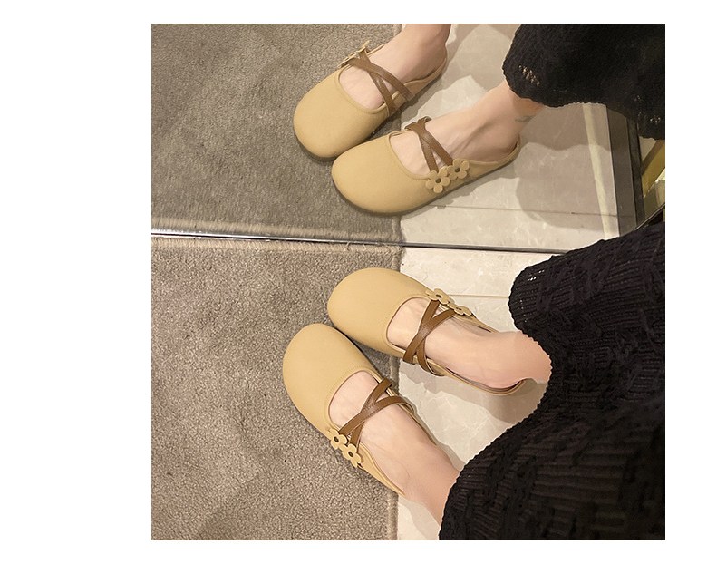 여성 발편한 플라워 여성뮬슬리퍼형샌들