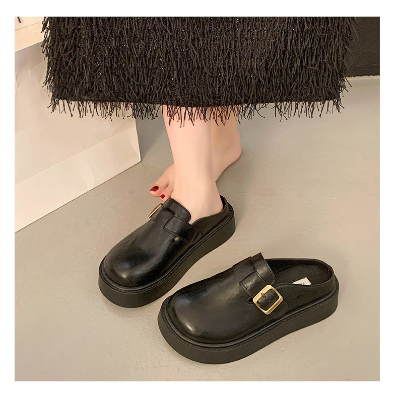 여성 발편한 통굽 여성뮬슬리퍼형샌들