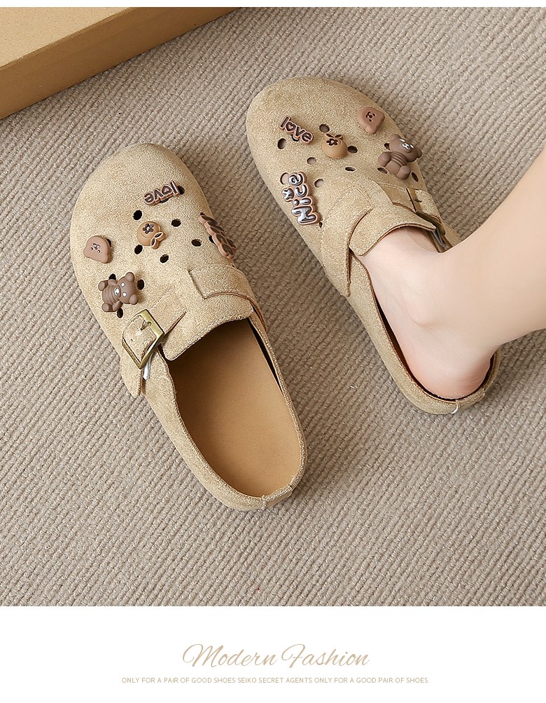 여성 귀여운 파츠 여성뮬슬리퍼형샌들