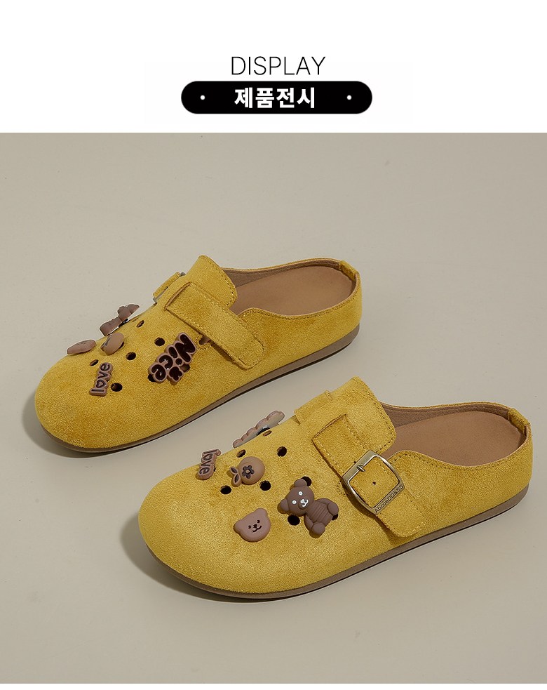 여성 귀여운 파츠 여성뮬슬리퍼형샌들