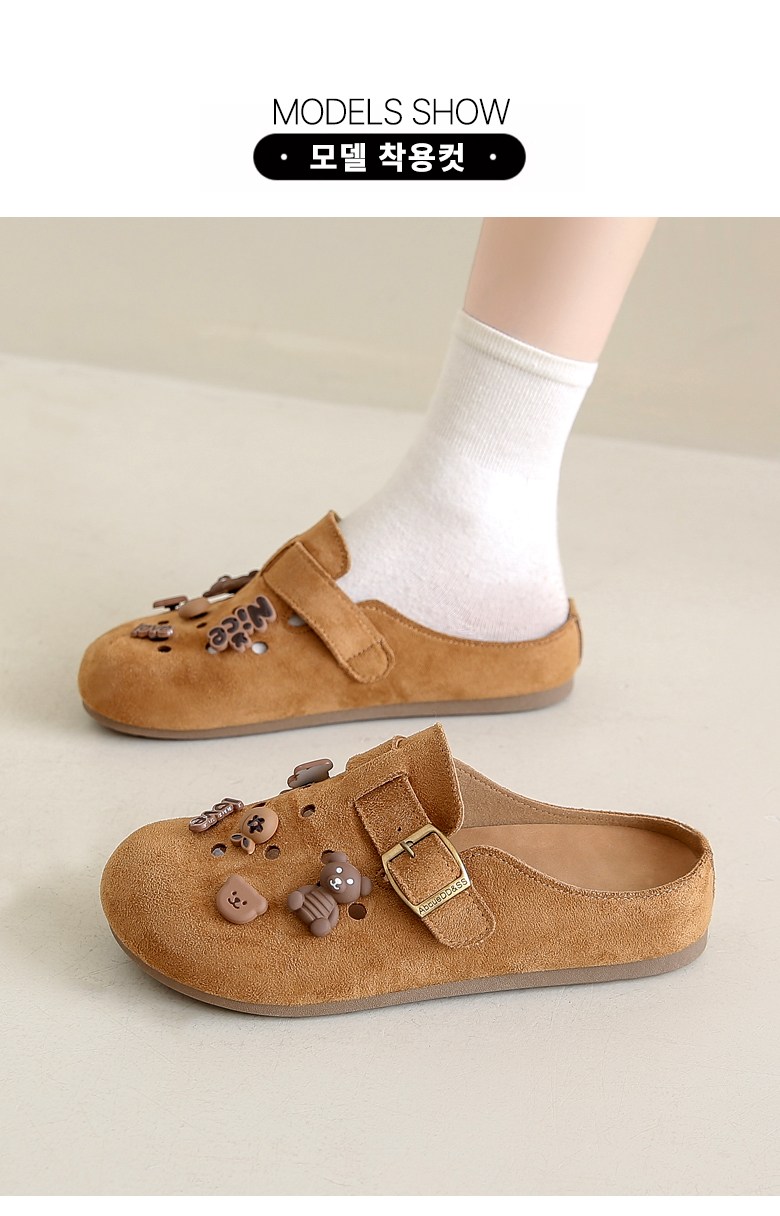 여성 귀여운 파츠 여성뮬슬리퍼형샌들