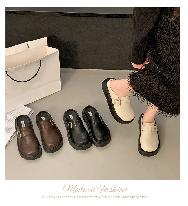 여성 발편한 통굽 여성뮬슬리퍼형샌들