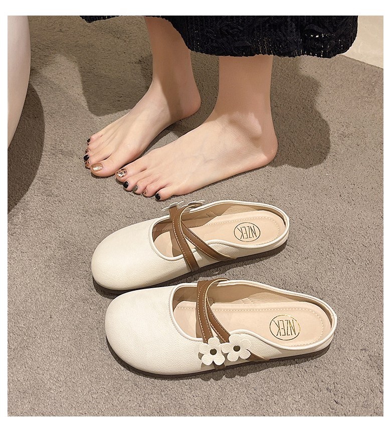 여성 발편한 플라워 여성뮬슬리퍼형샌들
