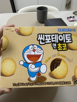 초키앤쿠키 도라에몽 씬 포테이토 앤 초코, 72g, 5개 개별 포장된 과자들