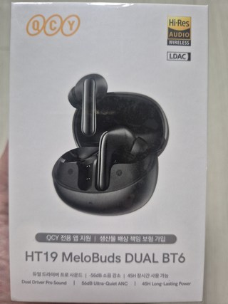 QCY HT19 멜로버즈 블루투스 6.0 무선 이어폰 ANC 노이즈캔슬링 충전 케이스와 이어버드