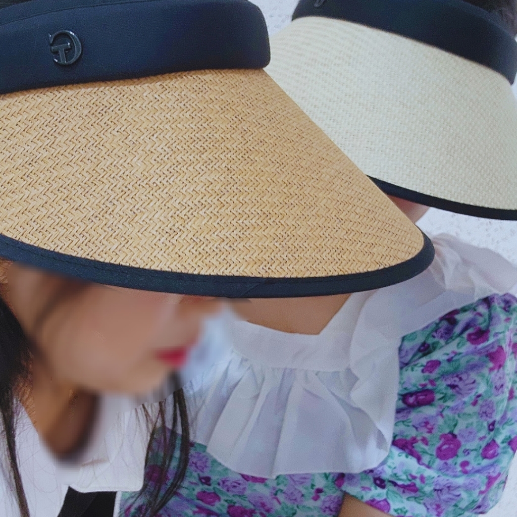 밀크린 여성 UV 자외선 차단 썬캡 라탄 여름 모자 2종 세트 이미지 4