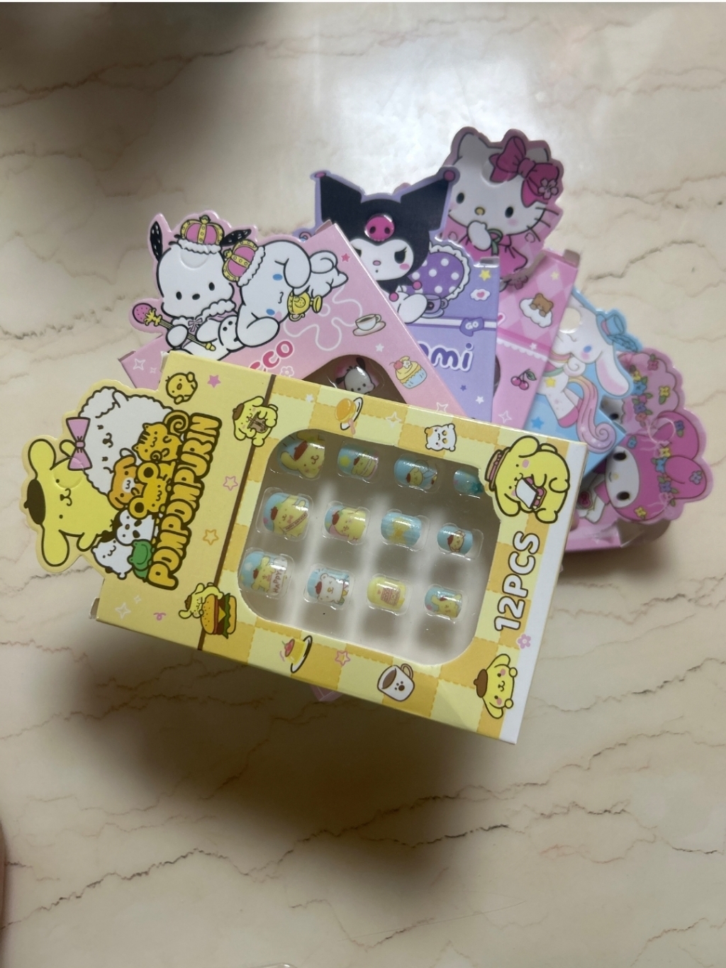 산리오 손톱 6종 네일 세트 시나모롤 마이멜로디 쿠로미 캐릭터 스티커 유아 아동 아기 이미지 3