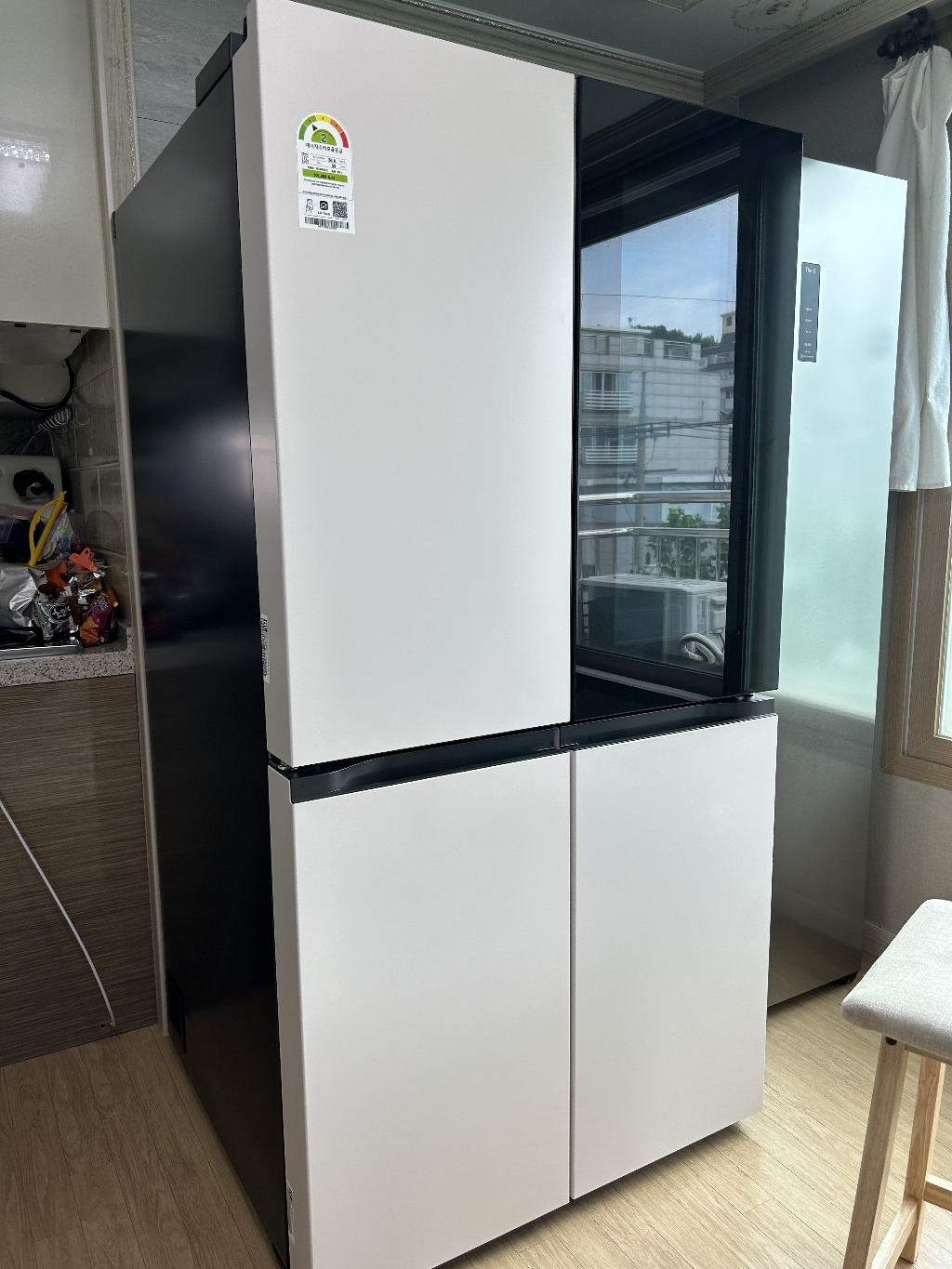 [색상선택형] LG전자 디오스 오브제 870L 노크온 4도어 냉장고 메탈 방문설치 이미지 4