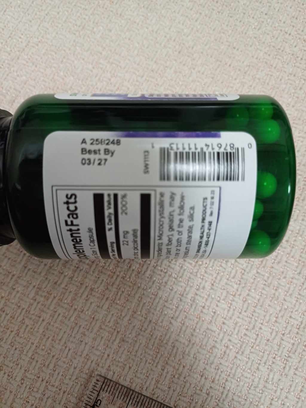 스완슨 아연 피콜리네이트 22mg 캡슐 60정, 1개 이미지 4