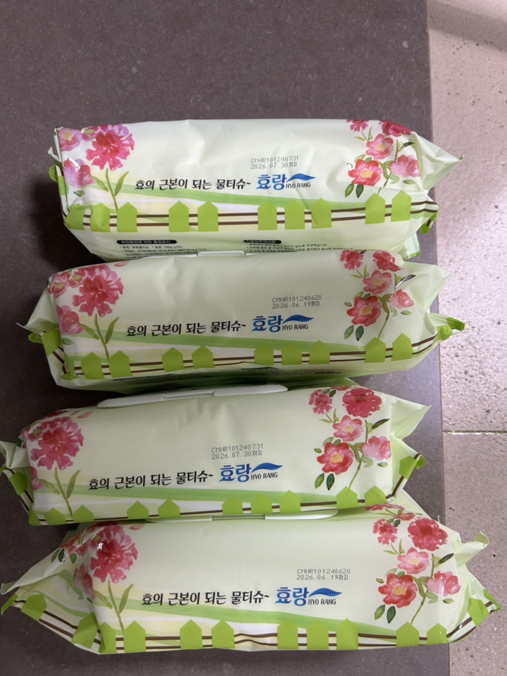요양원 병원 환자 간병용 빅사이즈 캡형 효랑 빅사이즈 캡형 물티슈 60매-4개 60개입, 4개 이미지 2