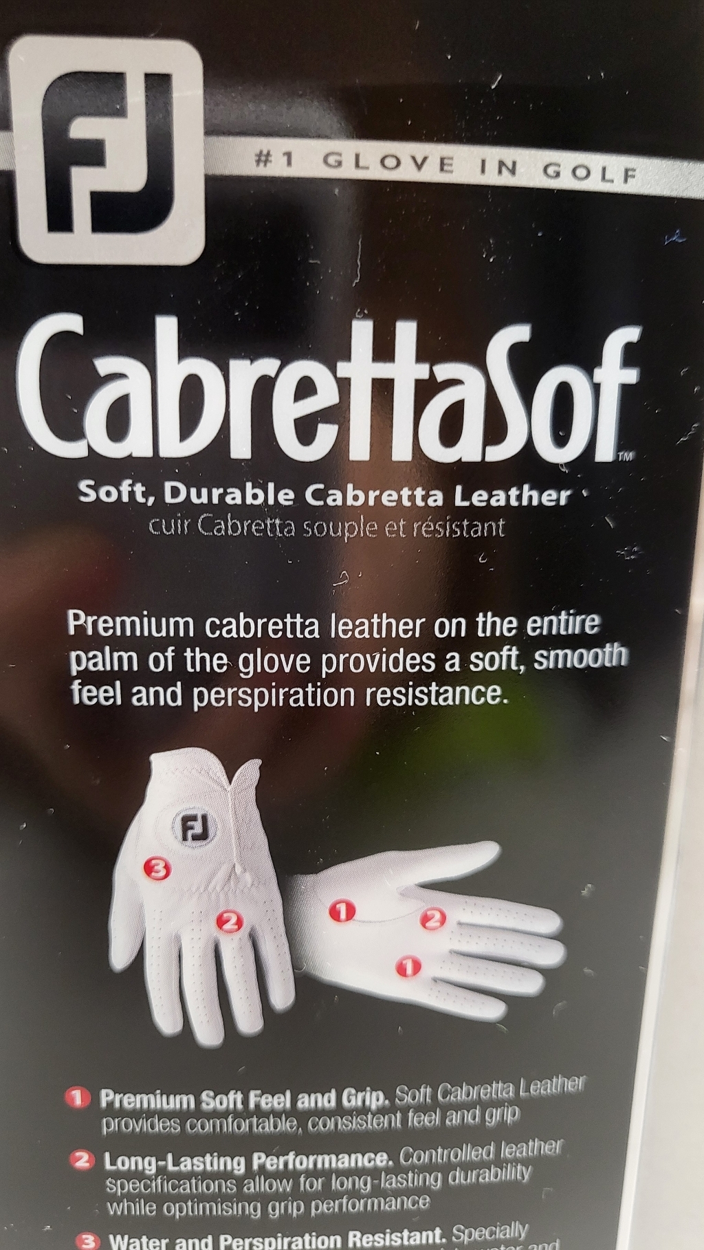 풋조이 남성용 카브레타소프 양피 골프장갑 왼손착용 이미지 4