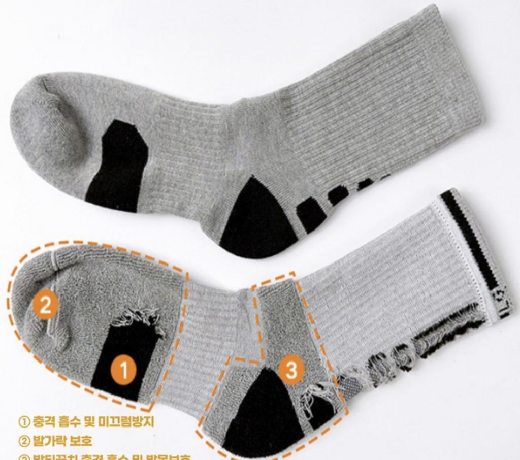 SPRINTA 작업용 안전화 통풍 이중바닥 양말 5켤레 세트, 블랙 이미지 4