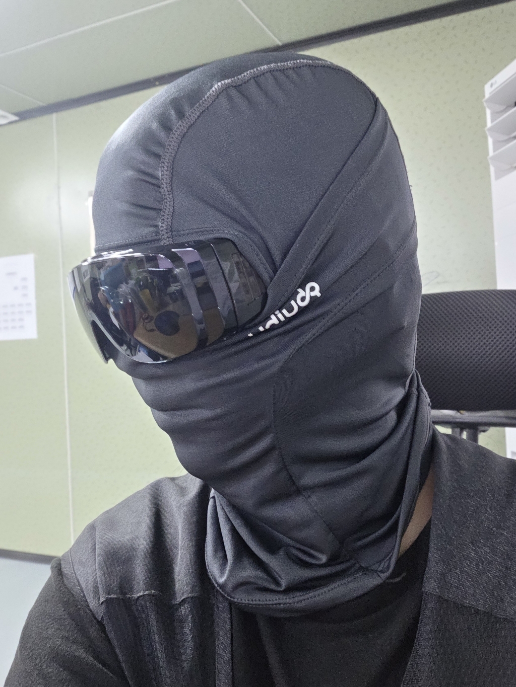 [1+1] 우디우디 99% 자외선차단 여름 오토바이 쿨 바라클라바, 1세트, 01. 블랙+블랙 이미지 3